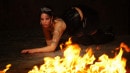 Tattooed Babe Kitten Poses With Fire In A Photoshoot