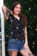 Pearl Sage Takes Off Her Jean Shorts And Panties
