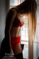 Elegant Glamour Babe Evelina In Red Lingerie At Window