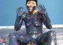 Asian Cutie Yuka Plays With Paint