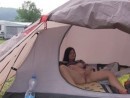 Jaqcueline plays with herself in her tent