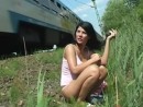 Allisa masturbates on the railway track