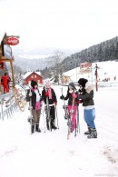 Nicoletta, Linda, Betty and Lilly skiing