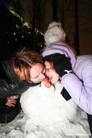 Hot Lesbians Make Snowman Melt