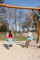 Licking each other on the playground