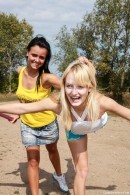 Young lesbians playing outside