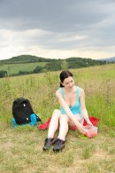 Cute Teen Toying Herself In Nature