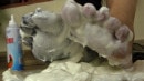 Super-hot Bianca Rubbing White Cream All Over Her Sexy Feet