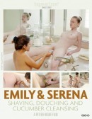 Emily And Serena Shaving, Douching And Cucumber Cleansing