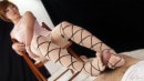 Kaede Oshiro - Ribbon Print Pantyhose Footjob