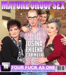 Three Horny Mature Housewives Share One Toyboy's Hard Cock During A Hot Groupsex Session