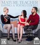 Kamilla & Nika W in Mature Teacher Has A Date With A Young Couple video from MATURE.NL