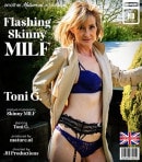 Skinny Masturbating British MILF Toni G. Flashes, Teases & Plays With Her Shaved Pussy & Small Tits