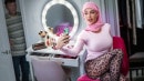 Anniversary Surprise: Not-So-Shy Hijab Wife Spitroasted!