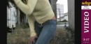 Mandy More has a wet accident in her blue jeans