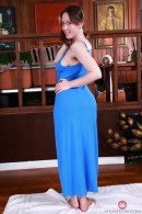 Big Eyes's Long Blue Dress Hides A Hairy Situation gallery from ATKHAIRY by GB Photography - #1