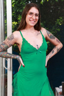 Do You Like Pearl Sage In Her Green Dress And Panties? gallery from ATKHAIRY by GB Photography - #1