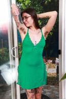 Do You Like Pearl Sage In Her Green Dress And Panties? gallery from ATKHAIRY by GB Photography - #9