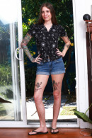 Pearl Sage Takes Off Her Jean Shorts And Panties gallery from ATKHAIRY by GB Photography - #1