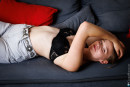 Aurelia Premiere - Soft Glamour On The Sofa In Jeans And Lace Bra gallery from CHARMMODELS by Domingo - #3