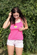 Cute Andie fingers her wet pussy outdoors gallery from CLUBSEVENTEEN - #14