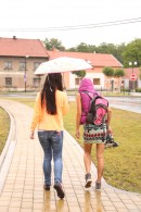 Suzy Rainbow & Daphne J in Young Lesbians Pleasing Each Other In The Rain gallery from CLUBSEVENTEEN - #10