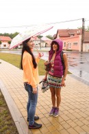 Suzy Rainbow & Daphne J in Young Lesbians Pleasing Each Other In The Rain gallery from CLUBSEVENTEEN - #11