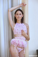 Sade Mare In Sexy Pink Feather Outfit Getting Naked On Chair gallery from TEENDREAMS - #5