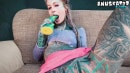 TATTOOED Hippie ANAL Fuck Herself With Dildo With BIG DICK