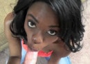 Ebony Melody Is Swallowing A White Dick
