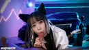 Ria Kurumi - Blowjob, Cat Ears, Mouth Cumshot, POV