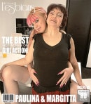 Margitta D & Paulina H in Pink Haired Lesbian Gets Her Shaved Pussy Licked By An Older Woman video from MATURE.NL