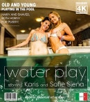 Nina Heels & Sofia Siena in Young Shaved Babe Eating A Hairy Mature Pussy At The Pool video from MATURE.NL