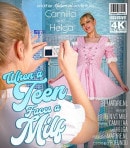 Teeny Babe Taking Pics From A Milf In The Bathroom