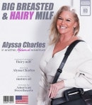 Big Breasted MILF Alyssa Charles Loves To Play With Her Hairy Pussy And A Dildo On The Sofa