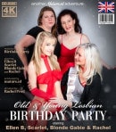 Old And Young Lesbians Scarlet, Ellen B, Rachel And Blonde Gabie Get Pussylicking Wild video from MATURE.NL