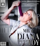 Shaved Blonde MILF Diana Loves To Please Herself With A Dildo  In The Kitchen video from MATURE.NL