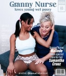Granny Nurse Malinde Does A Pussylicking Check Up On Hot Black Young Babe Samantha Cruuz video from MATURE.NL