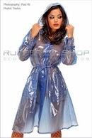 Sasha in Hooded Pinstripe Plastic Coat gallery from RUBBEREVA by Paul W