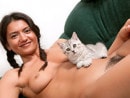Julie Strokes Her Fluffy Pussy