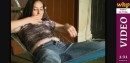 Linda pees her jeans while lying on a hammock