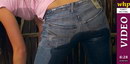 Sky playfully wets her blue jeans and yellow panties video from WETTINGHERPANTIES by Skymouse
