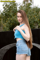 Hazel Moore in Beautiful Brunette Teen Hazel Shows Off Her Hairy Pussy And Masturbates Outdoors. gallery from NAUGHTYMAG - #6