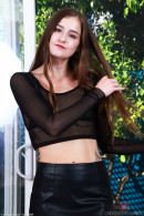 Violet Viper Short Leather Skirt Hairy Pussy Spreading gallery from ATKHAIRY by GB Photography - #1