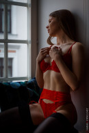 Evelina in On The Window In Red Lingerie gallery from CHARMMODELS by Domingo - #1