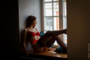 Evelina in On The Window In Red Lingerie gallery from CHARMMODELS by Domingo - #3